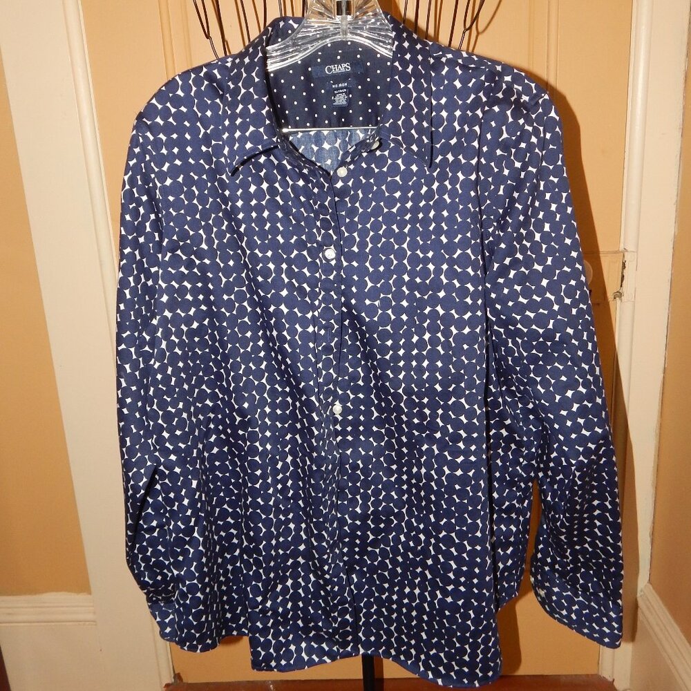 Ladies CHAPS Button-front Blouse - Top - Shirt -- Size XL - Long Sleeve